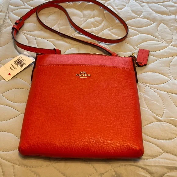 Coach Handbag Messenger Crossbody Orange Coach Canvas Heritage Web